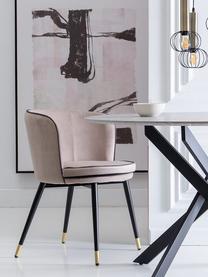 Krzesło tapicerowane z aksamitu Luisa, Tapicerka: aksamit (100% poliester), Nogi: stal, Pudrowy różowy, czarny, S 50 x G 62 cm