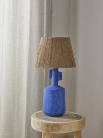 Keramische tafellamp Alicia, Lampenkap: linnen, Lampvoet: keramiek, Bruin, blauw, Ø 26 x H 49 cm