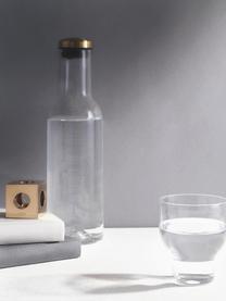 Karafka ze szkła z pokrywką Deluxe, 1 l, Transparentny, odcienie mosiądzu, W 29 cm, 1 l