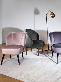 Fluwelen stoel Lucky, Bekleding: fluweel (polyester), Poten: rubberhout, gelakt, Bekleding: oudroze. Poten: zwart, B 59 x D 68 cm