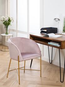 Krzesło tapicerowane z aksamitu Nelson, Tapicerka: aksamit poliestrowy Dzięk, Nogi: metal mosiądzowany, Brudny różowy, S 56 x G 55 cm
