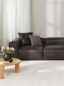 Sofá modular de cuero reciclado Lennon (4 plazas), Tapizado: cuero reciclado (70% cuer, Estructura: madera de pino maciza, ma, Patas: plástico Las patas están , Cuero marrón grisaceo, An 327 x F 119 cm