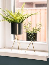 Kleine plantenpottenset Pedestal van metaal, 2-delig, Gelakt metaal, Zwart, Set met verschillende formaten