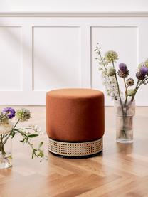 Hocker Mara mit Wiener Geflecht, Bezug: Polyester Der hochwertige, Rahmen: Sperrholz, Fuß: Massives Birkenholz, Ratt, Webstoff Terrakotta, Ø 37 x H 39 cm