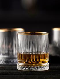 Whiskygläser Firenze mit Relief und Goldrand, 4 Stück, Glas, Transparent, Goldfarben, Ø 9 x H 10 cm