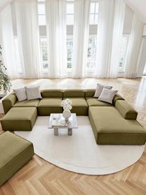 Narożna sofa modułowa XL Lennon, Tapicerka: 100% poliester Dzięki tka, Stelaż: lite drewno, sklejka, Nogi: tworzywo sztuczne, Zielona tkanina, S 329 x W 68 cm, prawostronna