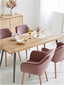Chaise en velours avec accoudoirs Emilia, Velours rose, bois de chêne, larg. 57 x prof. 59 cm