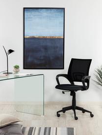 Ingelijste canvasprint Wrigley, Lijst: gecoat MDF, Afbeelding: canvas, Blauwtinten, goudkleurig, B 60 x H 90 cm