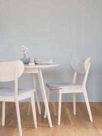 Tavolo rotondo in legno di quercia bianco lavato Yumi Ø115 cm, Legno di quercia massiccio bianco spazzolato, Legno di quercia, bianco spazzolato, Ø 115 x Alt. 74 cm