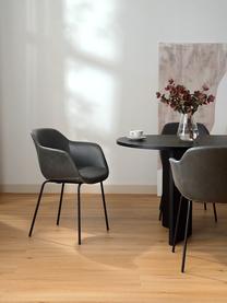 Kleine kunstleren fauteuil Fiji met smalle zitvlak, Bekleding: kunstleer (polyurethaan), Poten: gepoedercoat metaal, Kunstleer grijs, zwart, B 58 cm x H 81 cm