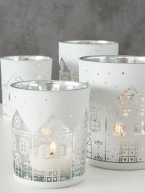 Teelichthalter-Set Villana, 4er-Set, Glas, Weiß, Transparent, Set mit verschiedenen Größen