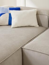 Modulaire hoekbank Lennon van corduroy, Bekleding: corduroy (92% polyester, , Frame: massief grenenhout FSC-ge, Poten: kunststof, Corduroy lichtbeige, B 238 x D 180 cm, hoekdeel links