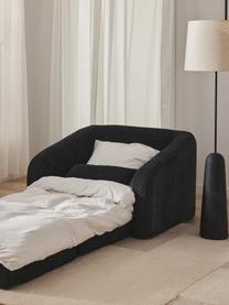 Poltrona letto in teddy-bouclé Eliot, Rivestimento: teddy-bouclé (100% polies, Piedini: plastica, Teddy-bouclè antracite, Larg. 100 x Prof. 94 cm