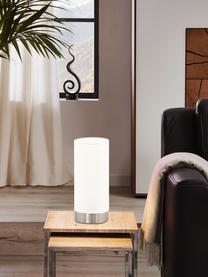 Malá stmívatelná noční stolní lampa Pasteri, Bílá, stříbrná, Ø 12 cm, V 26 cm