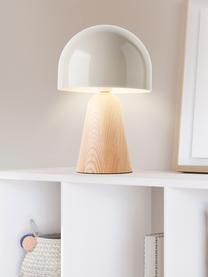 Lampada da tavolo piccola Nalam, Paralume: vetro, Beige chiaro, legno chiaro, Ø 20 x Alt. 31 cm