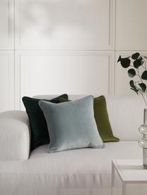 Poszewka na poduszkę z aksamitu Dana, 100% aksamit bawełniany, Szałwiowy zielony, S 40 x D 40 cm