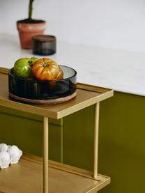 Bote artesanal Basil, Gris oscuro, madera oscura, Ø 12 x Al 9 cm