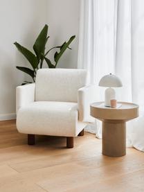Odkládací stolek z mangového dřeva Benno, Masivní lakované mangové dřevo, šedý beton, Mangové dřevo, světle lakované, Ø 50 cm, V 50 cm
