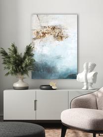 Ręcznie malowany obraz na płótnie Freja Blanche, Odcienie niebieskiego, odcienie beżowego, S 60 x W 80 cm