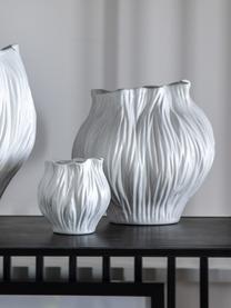 Vase design fait main Flora, Grès cérame, Blanc, larg. 21 x haut. 21 cm