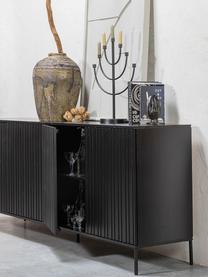 Komoda z drewna sosnowego z ryflowanym frontem Avourio, Korpus: drewno sosnowe z certyfik, Nogi: metal powlekany, Drewno sosnowe, S 200 x W 85 cm