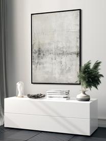Handgemaltes Leinwandbild Simple Living mit Holzrahmen, Bild: Acrylfarbe, Rahmen: Eichenholz, beschichtet, Hellgrau, B 92 x H 120 cm