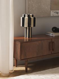 Lampa stołowa z lnianych włókien Lace, Włókno naturalne, Czarny, kremowobiały, Ø 25 x W 38 cm