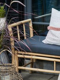 Ławka ogrodowa z drewna bambusowego z tapicerowanym siedziskiem Mandisa, Stelaż: drewno bambusowe, Tapicerka: płótno żaglowe, Czarny, jasny brązowy, S 165 x W 65 cm
