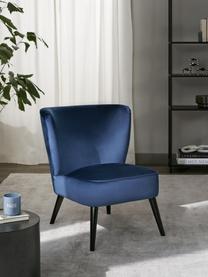 Poltrona cocktail in velluto blu Robine, Rivestimento: velluto (poliestere) Il r, Piedini: legno di pino verniciato, Velluto blu scuro, Larg. 63 x Prof. 73 cm