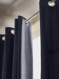 Cortinas oscurecedoras de terciopelo con ojales Rush, 2 uds., 100% poliéster (reciclado), Azul oscuro, An 135 x L 260 cm
