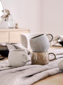 Tasses à thé artisanales Addison, 3 élém., Grès cérame, Gris, beige, blanc, Ø 11 x haut. 10 cm, 500 ml