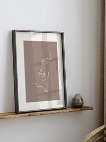 Zarámovaný digitální tisk Minimal Line Face, Černá, nugátová, Š 33 cm, V 43 cm