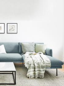 Sofa narożna z aksamitu Moby, Tapicerka: aksamit (wysokiej jakości, Stelaż: lite drewno sosnowe z cer, Nogi: metal malowany proszkowo, Petrol aksamit, S 280 x G 160 cm, lewostronna