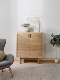 Wysoka komoda z drewna dębowego Diana, Korpus: płyta wiórowa z fornirem , Nogi: lite drewno dębowe z cert, Jasne drewno naturalne, S 100 x W 120 cm