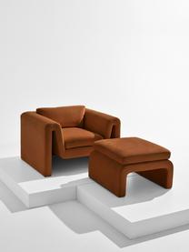Sillón de terciopelo Mika, Tapizado: 100 % poliéster, Estructura: madera de pino con certif, Terciopelo marrón, An 105 x F 88 cm
