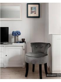 Tabouret en velours avec dossier Alison, Velours gris, larg. 48 x haut. 65 cm