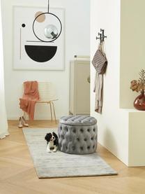 Pouf coffre en velours Chiara, Velours gris, Ø 50 x haut. 42 cm