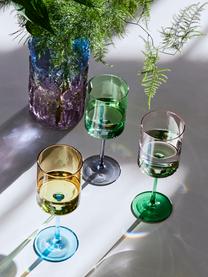 Verres à vin Lilly, 2 pièces, Verre, Jaune, bleu ciel, Ø 9 x haut. 24 cm, 430 ml