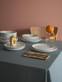 Geschirr-Set Sali mit Relief, 4 Personen (12er-Set), Porzellan, Weiß mit goldenem Rand, 4 Personen (12er-Set)