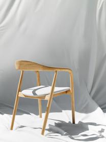 Houten armstoel Angelina met zitkussen, Bekleding: polyester, Frame: essenhout, FSC-gecertific, Geweven stof crèmewit, helder essenhout, B 57 x H 80 cm