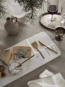 Servierplatte Jaya mit Käsemessern, 4er-Set, Messer: Metall, Weiss marmoriert, Goldfarben, B 48 x T 22 cm