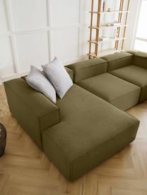 Sofá rinconera modular Lennon, Tapizado: 100% poliéster Alta resis, Estructura: madera contrachapada de p, Patas: plástico, Tejido verde oliva, An 327 x F 180 cm, chaise longue izquierda