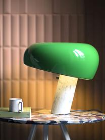 Lampa stołowa z marmuru z funkcją przyciemniania Snoopy, Stelaż: marmur, Ciemny zielony, biały, marmurowy, Ø 47 x W 47 cm