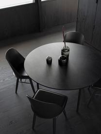 Mesa de comedor redonda Snaregade, Ø 138 cm, Tablero: fibras de densidad media , Estructura: metal con pintura en polv, Chapa de roble negro pintado, negro mate, Ø 138 x Al 73 cm