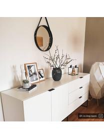 Credenza bianca Kobe, Corpo e fronti: bianco, semi-opaco Piedini e manici: nero, Larg. 180 x Alt. 80 cm