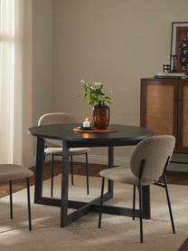 Table extensible Bennet, 115 - 215 x 75 cm, Bois de chêne, noir laqué, larg. 115 - 215 x prof. 115 cm
