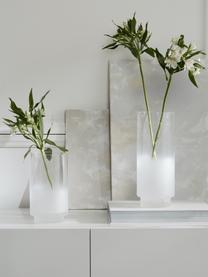 Ručne fúkaná váza Milky, Sklo, Priehľadná, biela, Ø 14 x V 35 cm