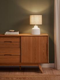 Handgefertigte Tischlampe Ike mit Betonfuss, Lampenschirm: 100% Leinen, Cremeweiss, Beige, Ø 30 x H 45 cm