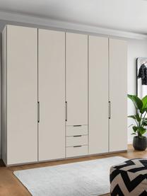 Drehtürenschrank Monaco, 5-türig, Korpus: Holzwerkstoff, foliert, Griffe: Metall, beschichtet, Hellbeige, B 246 x H 216 cm