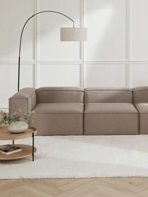 Modulaire bank Lennon (4-zits), Bekleding: 100% polyester De slijtva, Frame: massief grenenhout, FSC-g, Poten: kunststof, Geweven stof taupe, B 327 x H 119 cm